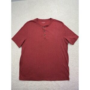 Croft & Barrow Men's‎ Red T Shirt Short Sleeve Size Large Casual Button up EUC